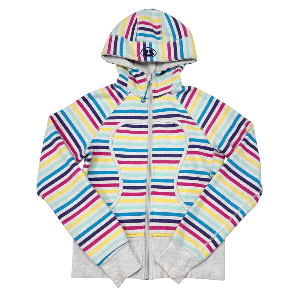 Lululemon Scuba Hoodie Sweatshirt Womens Size 6 Multicolor Striped Athleisure